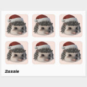 Christmas Hedgehog Or Opossum Wearing Santa Costum スクエアシール (シート)