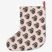 Christmas Hedgehog Or Opossum Wearing Santa Costum ラージクリスマスストッキング (裏面)