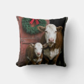 Christmas Hereford Cow and Calf クッション (正面)