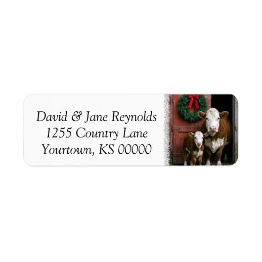 Christmas Hereford Cow and Calf ラベル (正面)