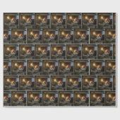 Christmas Hereford Cow in a Barn ラッピングペーパー (フラット)