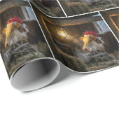 Christmas Hereford Cow in a Barn ラッピングペーパー (ロールコーナー)