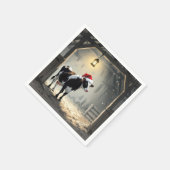 Christmas Hereford Cow In Barn Doorway スタンダードカクテルナプキン (角)