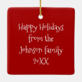 Christmas Hereford Cow Wearing a Santa Hat セラミックオーナメント (裏面)