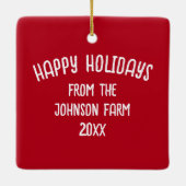 Christmas Hereford Cow With Santa Hat セラミックオーナメント (裏面)