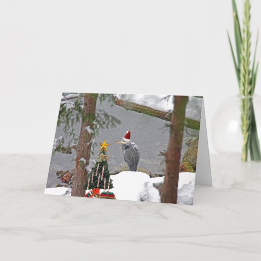 Christmas Heron in Snow写真 シーズンカード (正面)