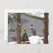 Christmas Heron in Snow写真 シーズンポストカード (正面/裏面)