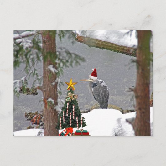 Christmas Heron in Snow写真 シーズンポストカード (正面)