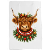 Christmas Highland Cow  ミディアムペーパーバッグ (裏面)