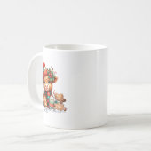 Christmas Highland Cow Cute Heifer Cow Santa Hat M コーヒーマグカップ (正面左)