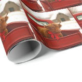 Christmas Highland Cow In Old Red Pickup Truck ラッピングペーパー (ロールコーナー)