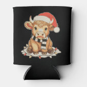 Christmas Highland Cow Moo Xmas Holiday Season 缶クーラー (正面)