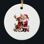 Christmas Highland Cow With Santa Scottish Vintage セラミックオーナメント<br><div class="desc">Christmas Highland Cow With Santa Scottish Vintage T-Shirt (1)</div>