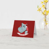Christmas hippo cartoon card カード (黄色い花)