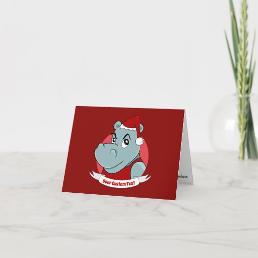Christmas hippo cartoon card カード (正面)