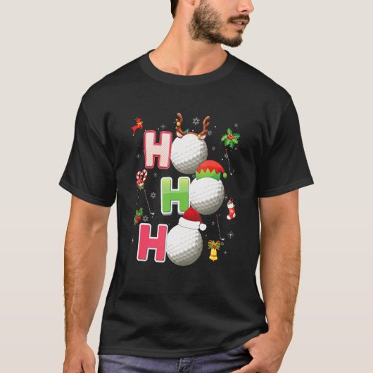 Christmas Ho Ho Ho Golf Pajama Santa Tシャツ (正面)