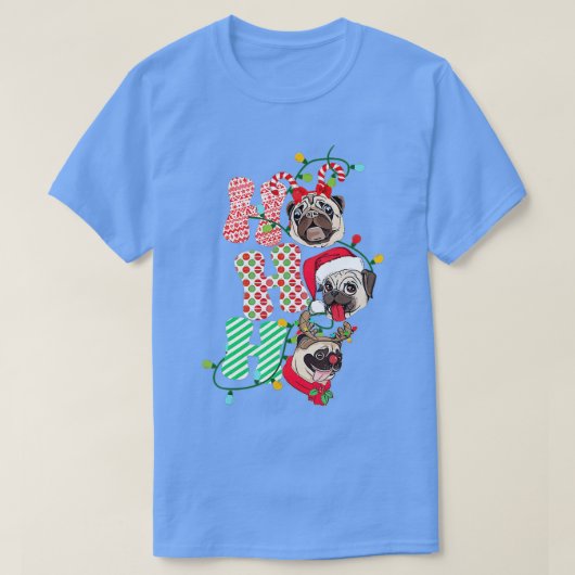 Christmas Ho Ho Ho Pug Dog Lover Funny Happy Holid Tシャツ (デザイン正面)