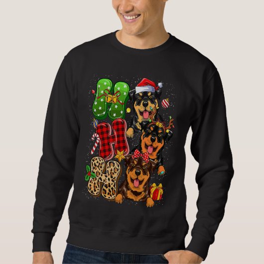 Christmas Ho Ho Ho Rottweiler Dog For Dog Lover Fu スウェットシャツ (正面)