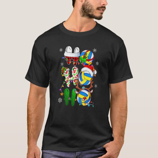 Christmas Ho Ho Ho Volleyball  Santa Reindeer Elf  Tシャツ (正面)