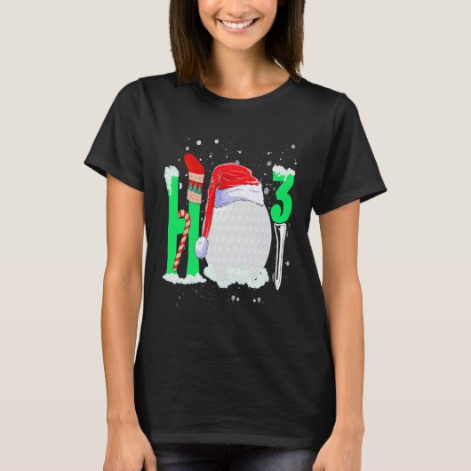 Christmas Ho Ho X 3 Golf Holiday Santa Hat Xmas Tシャツ (正面)