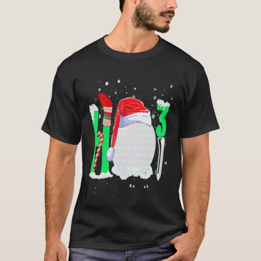 Christmas Ho Ho X 3 Golf Holiday Santa Hat Xmas Tシャツ (正面)