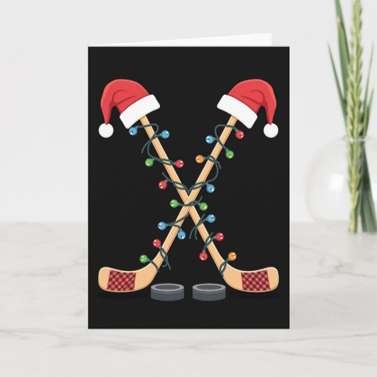 Christmas Hockey Santa Sticks カード (正面)