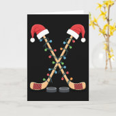 Christmas Hockey Santa Sticks カード (黄色い花)