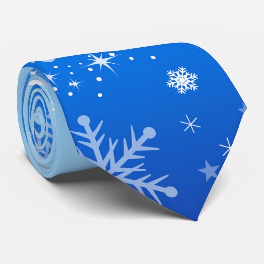 Christmas Holiday Aesthetic Moden Snowflake Blue  ネクタイ (ロール)