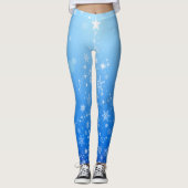 Christmas Holiday Aesthetic Shining Star Blue  レギンス (正面)