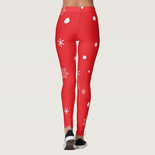 Christmas Holiday Aesthetic Snowflake Red レギンス (裏面)