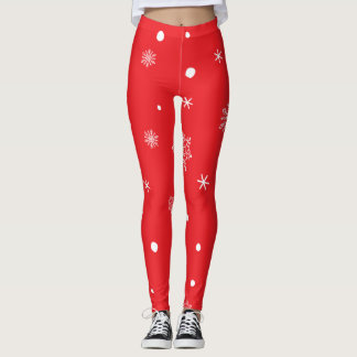 Christmas Holiday Aesthetic Snowflake Red レギンス