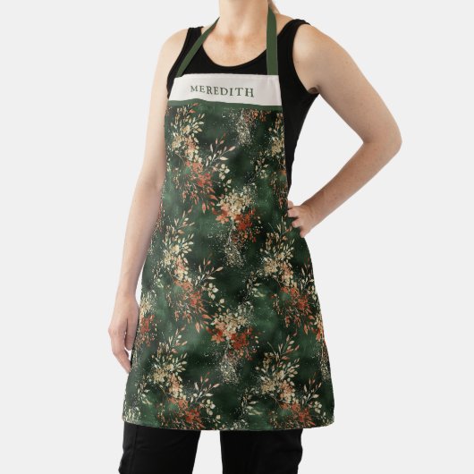 Christmas Holiday Botanical Personalized エプロン (インサイチュ)