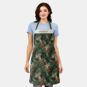 Christmas Holiday Botanical Personalized エプロン (着用した状態)
