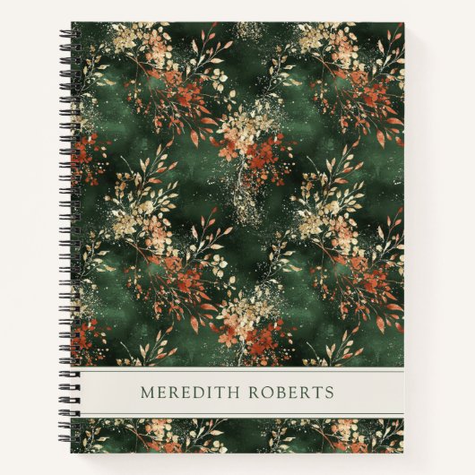 Christmas Holiday Botanical Personalized ノートブック (正面)