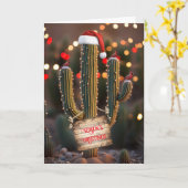 Christmas Holiday Cactus Desert with Cardinals カード (黄色い花)