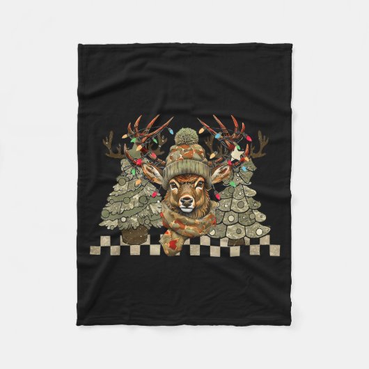 Christmas Holiday Camo Hunting Reindeer Deer Xmas  フリースブランケット (正面)