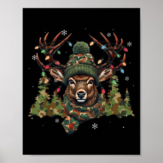 Christmas Holiday Camo Hunting Reindeer Deer Xmas  ポスター (正面)