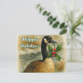Christmas Holiday Canadian Goose シーズンポストカード (スタンド正面)