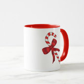Christmas Holiday Candy Cane with Red Bow マグカップ (正面右)