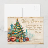 Christmas Holiday Card Festive Decorated Tree &  シーズンポストカード (正面/裏面)