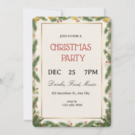 Christmas holiday cocktail party green bow modern  招待状