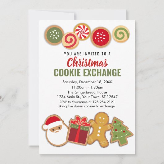 Christmas Holiday Cookie Exchange Invitation 招待状 (正面)