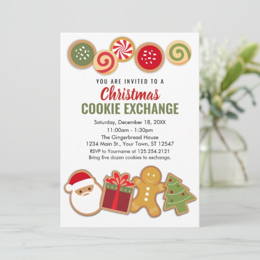 Christmas Holiday Cookie Exchange Invitation 招待状 (スタンド正面)