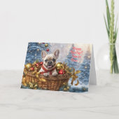 Christmas Holiday Cute and Funny Frenchie Bulldog カード (正面)