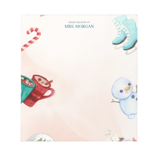 Christmas Holiday Cute Colored Drawings Notepad ノートパッド (正面)