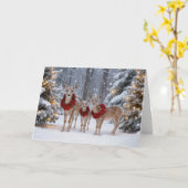 Christmas Holiday Cute Deer Family with Wreaths  カード (黄色い花)