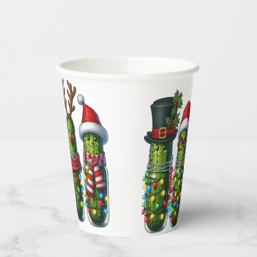 Christmas Holiday Dill Pickles in a Jar Paper Cups 紙コップ (左)