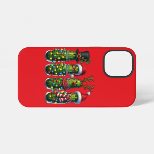 Christmas Holiday Dill Pickles Red iPhone Case iPhoneケース (裏面横)