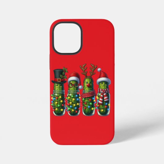 Christmas Holiday Dill Pickles Red iPhone Case iPhoneケース (裏面)