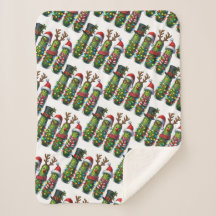 Christmas Holiday Dill Pickles Sherpa Blanket